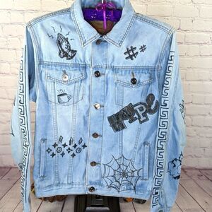 Carbon Light Wash Graffiti Jean Jacket